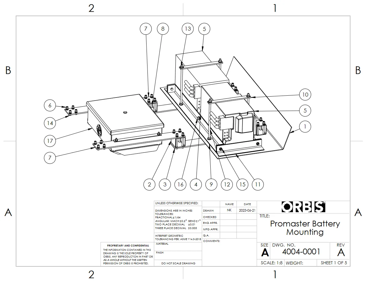 Battery mounting installation drawing page 1